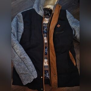 Women's Gray and Black Jacket with Brown Accents